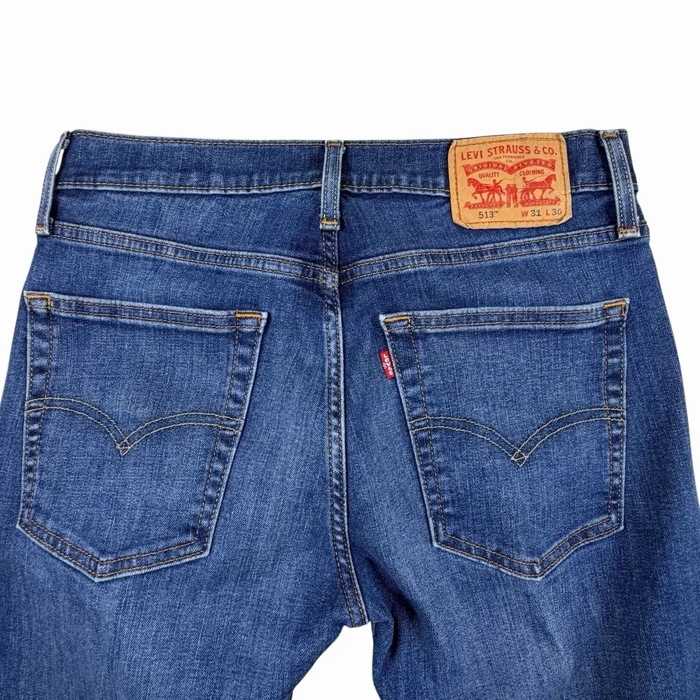Levis 513 Jeans Size 30x29 Blue Denim Medium Wash Mid Rise‎ Straight Leg Casual